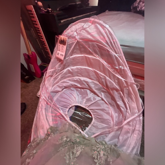 Sweet 16 dress, sage green, pink, white, silver. Size 9 - Picture 13 of 15